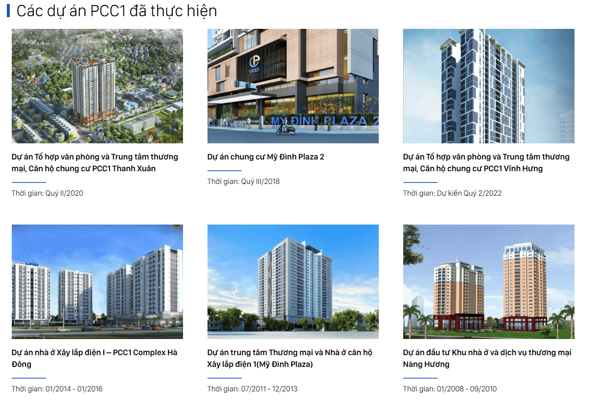 các dự án PC1 đã thực hiện